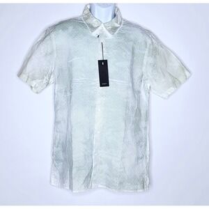 NaniBon Men Linen Green Ss Button Shirt Medium Coastal Natural Beach Italy NEW